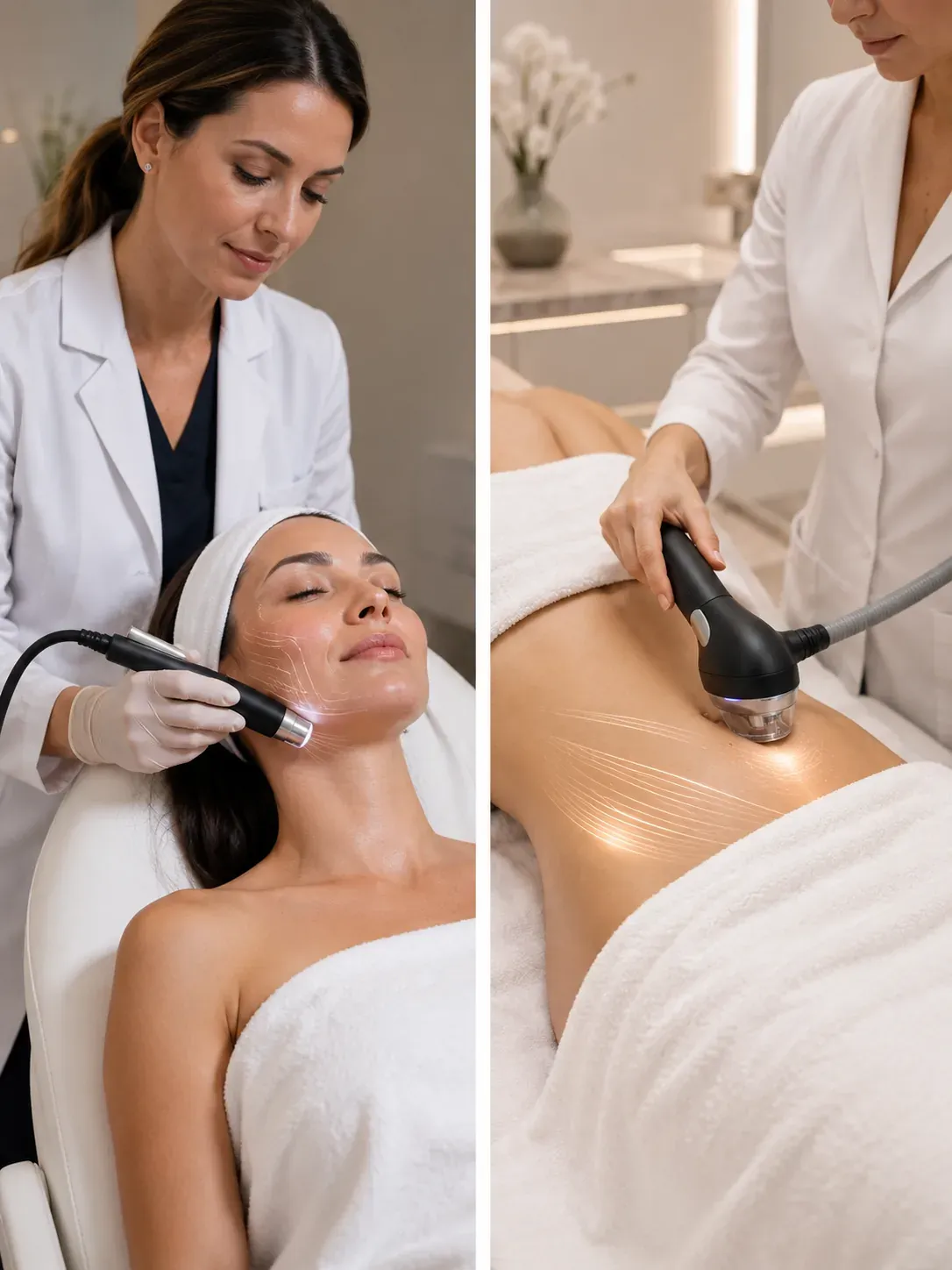 FaceTite and BodyTite skin tightening — radiofrequency treatment on the face and body