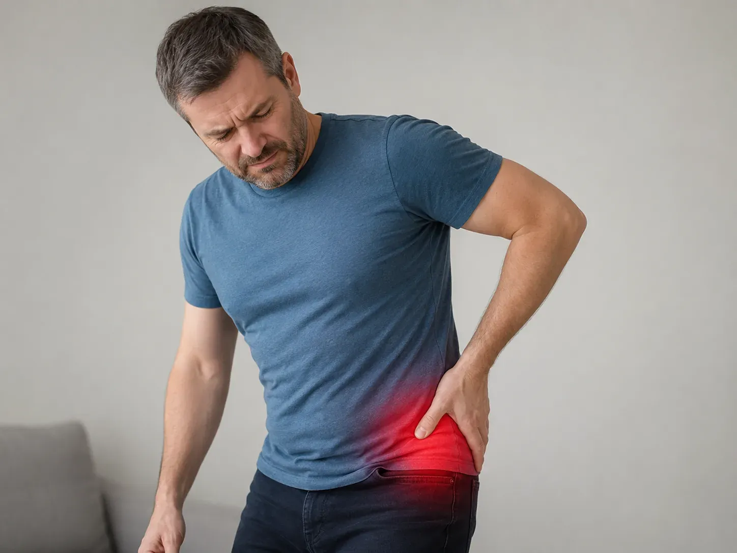 Hip pain in Utah — man holding his painful hip