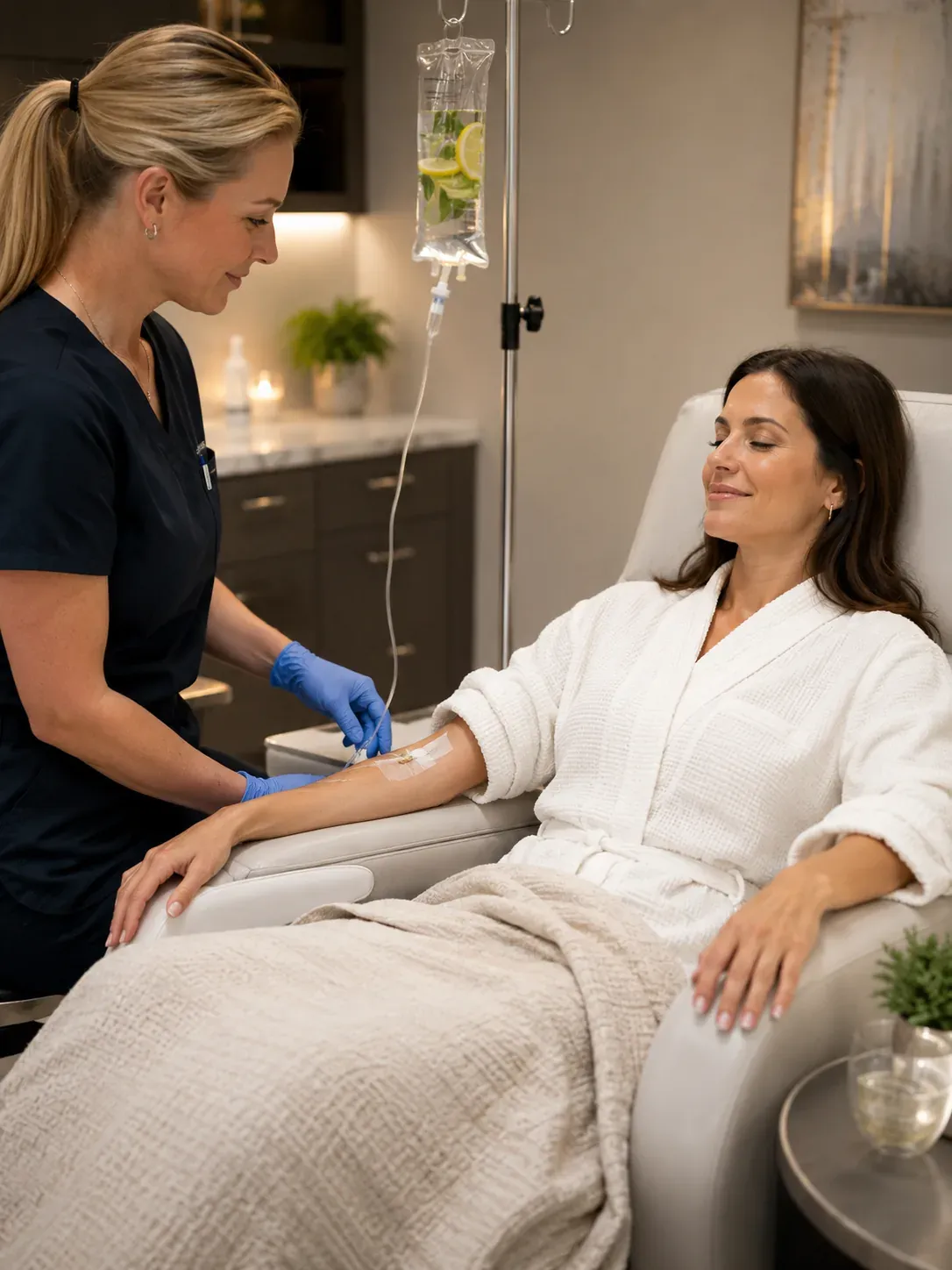 IV therapy in Utah — woman relaxing during a wellness IV infusion