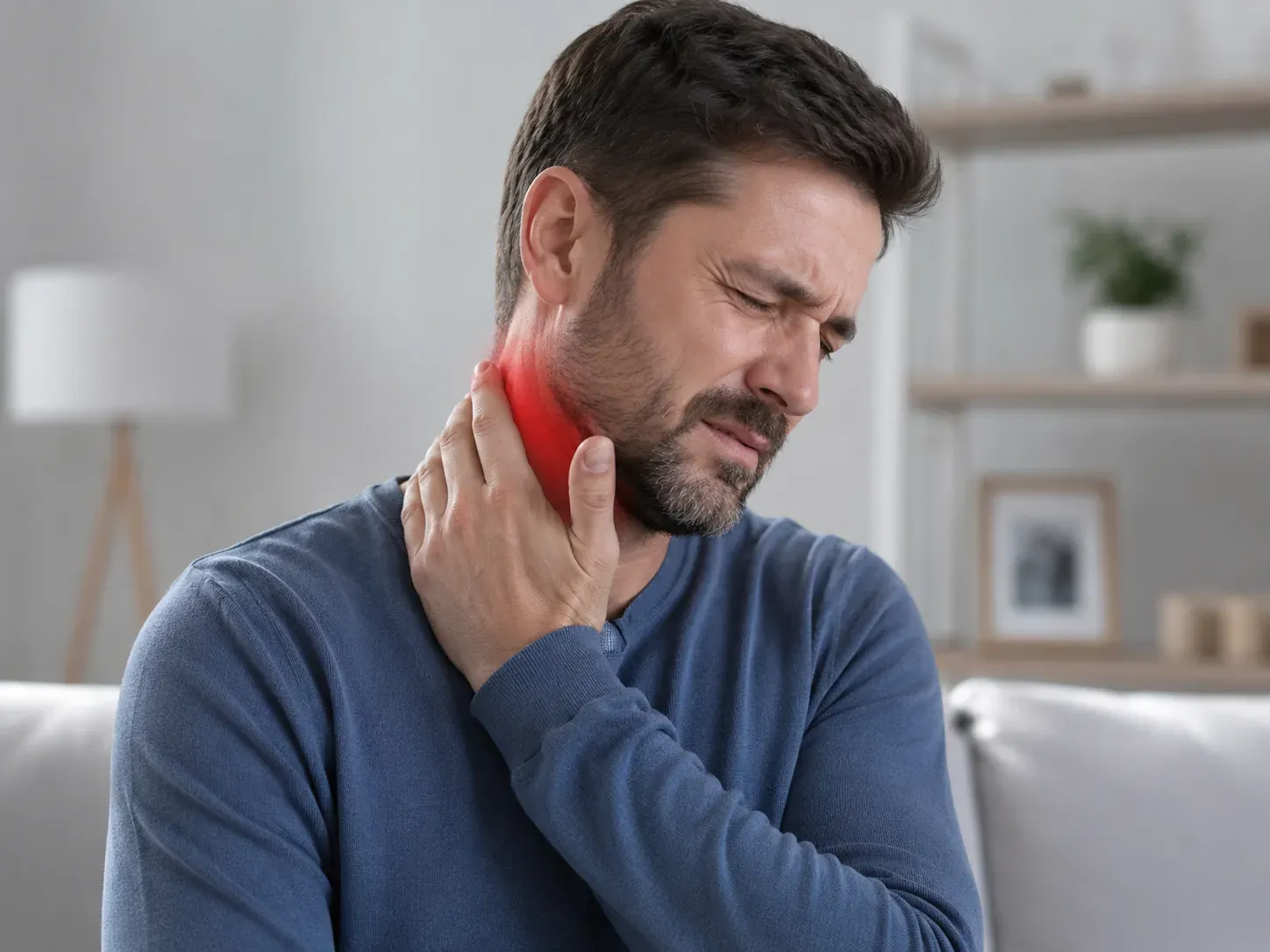 Neck pain in Utah — man holding his painful neck